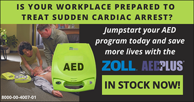 Is Your Workplace Prepared to Treat Sudden Cardiac Arrest? Jumpstart Your AED program today and save more lives with ZOLL AED Plus In Stock Now